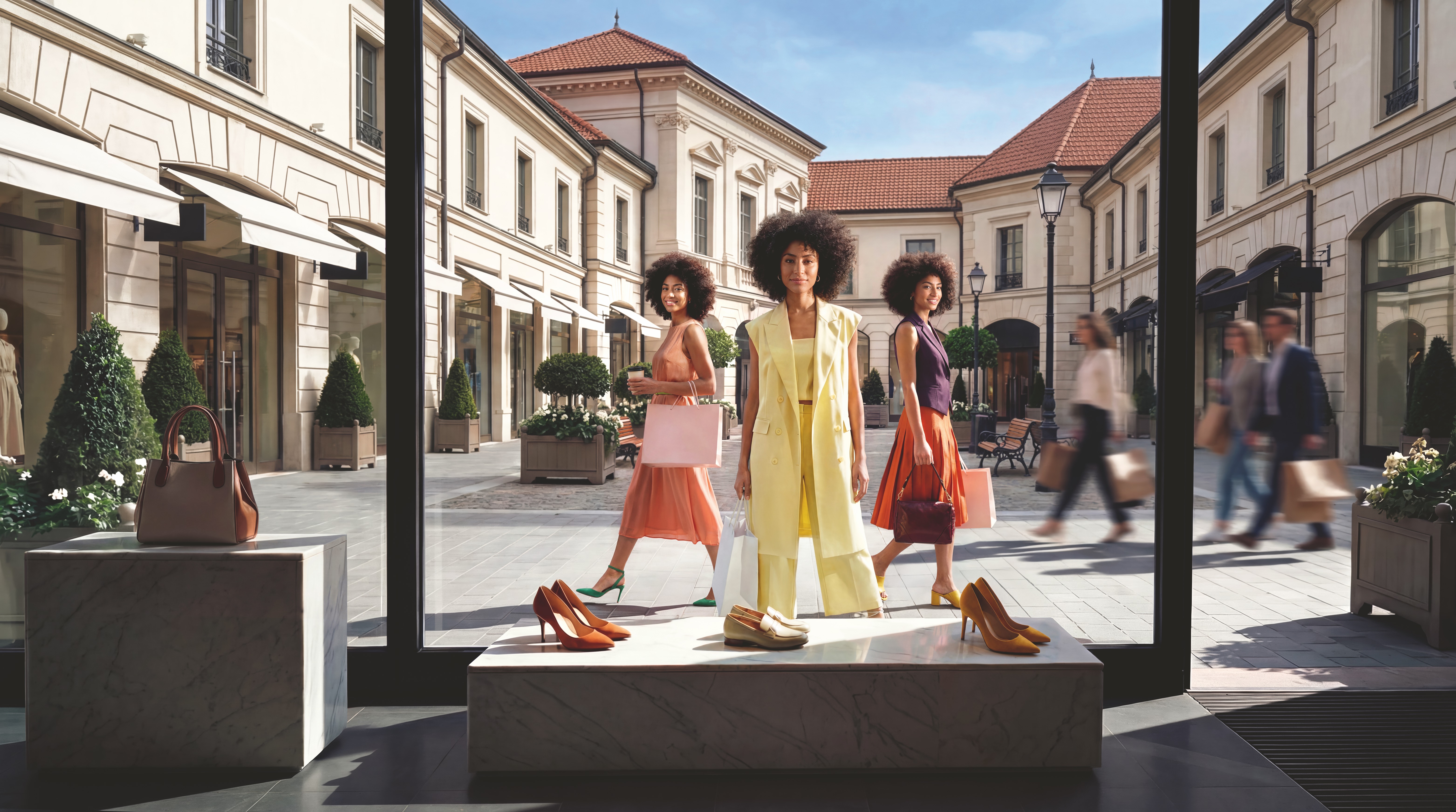 Guests walking through a McArthurGlen designer outlet destination